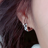925 Silver-Plated Checkered Hoop Earrings for Women – Black & White Enamel 945