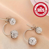 Exquisite Double Ball Design Stud Earring 925 Sterling Silver Hypoallergenic 136