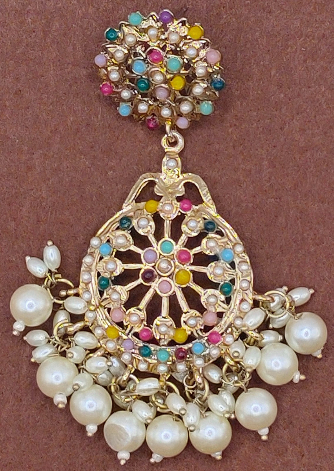 Elegant Bollywood Inspired Gold Kundan Earrings - Traditional Indian Jewelry 240