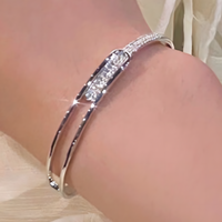 Elegant 925 Silver-Plated Geometric Cuff Bracelet Women – Trendy Open Bangle 876