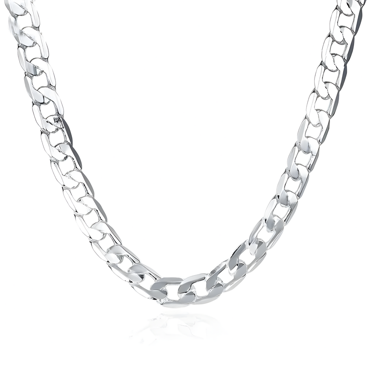 Premium Rhodium-Plated 6MM Cuban Link Chain Necklace-Durable Polished Metal 1452