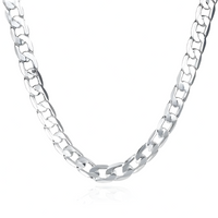 Premium Rhodium-Plated 6MM Cuban Link Chain Necklace-Durable Polished Metal 1452