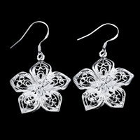 Silver Plated Flower Earrings for Women–Copper Alloy 925 Silver Plating 1219