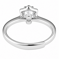 Women's Adjustable Petal Crown Zircon Engagement Ring, Round Brilliant  1645
