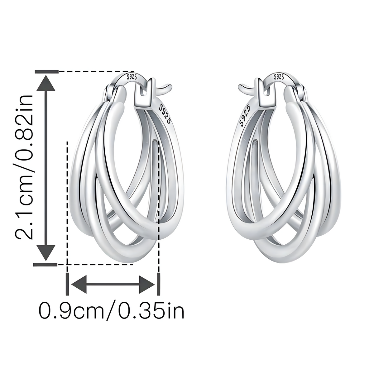 Tarnish-Resistant Rhodium Plated 925 Sterling Silver Interwoven Hoop Earring 623