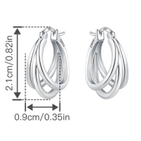 Tarnish-Resistant Rhodium Plated 925 Sterling Silver Interwoven Hoop Earring 623