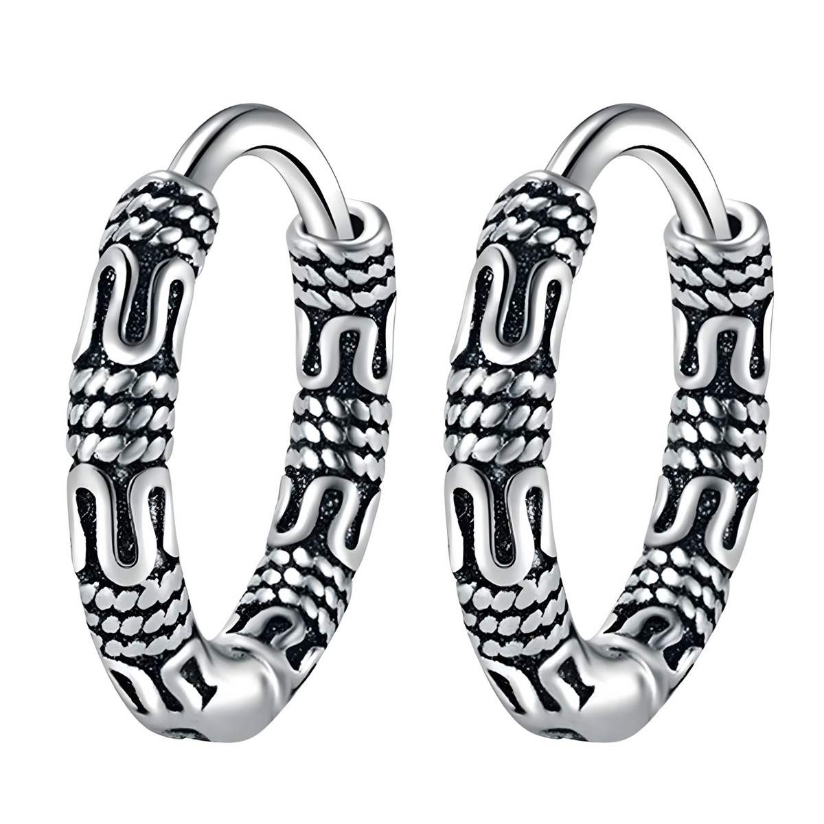 925 Sterling Silver Plated Hoop Earrings, Vintage Retro Huggie Earrings 466