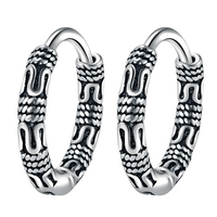 925 Sterling Silver Plated Hoop Earrings, Vintage Retro Huggie Earrings 466