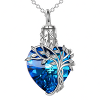 Heart Tree of Life Urn Necklace 925 Sterling Silver Ashes Memorial Unisex B92