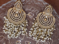 Elegant Bollywood Inspired Gold Kundan Earrings - Traditional Indian Jewelry 179