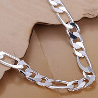925 Sterling Silver Figaro Chain Bracelet, Classic Silver Link Bracelet 420