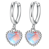 925 Silver-Plated Heart Hoop Earrings – Romantic Crystal Heart Dangle Hoops 927