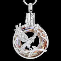 Silver Phoenix Bird Urn Necklace for Ashes Cremation Memorial Pendant Alloy B203