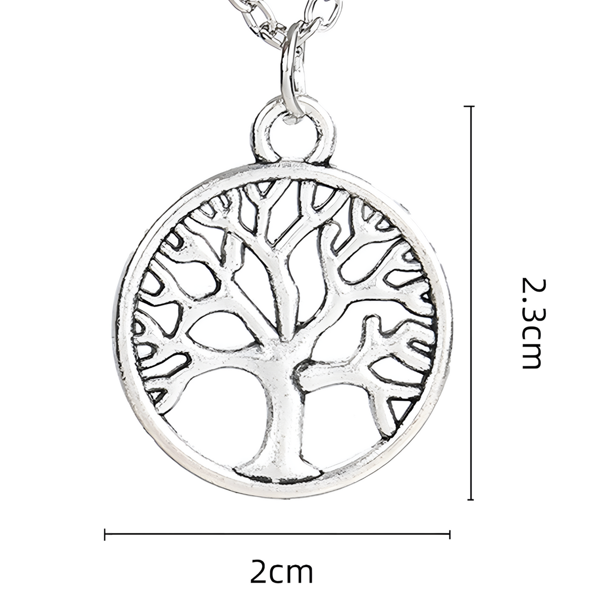 Antique Silver Plated Life Tree Pendant Necklace, Unisex Retro Charm Amulet B134