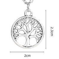 Antique Silver Plated Life Tree Pendant Necklace, Unisex Retro Charm Amulet B134