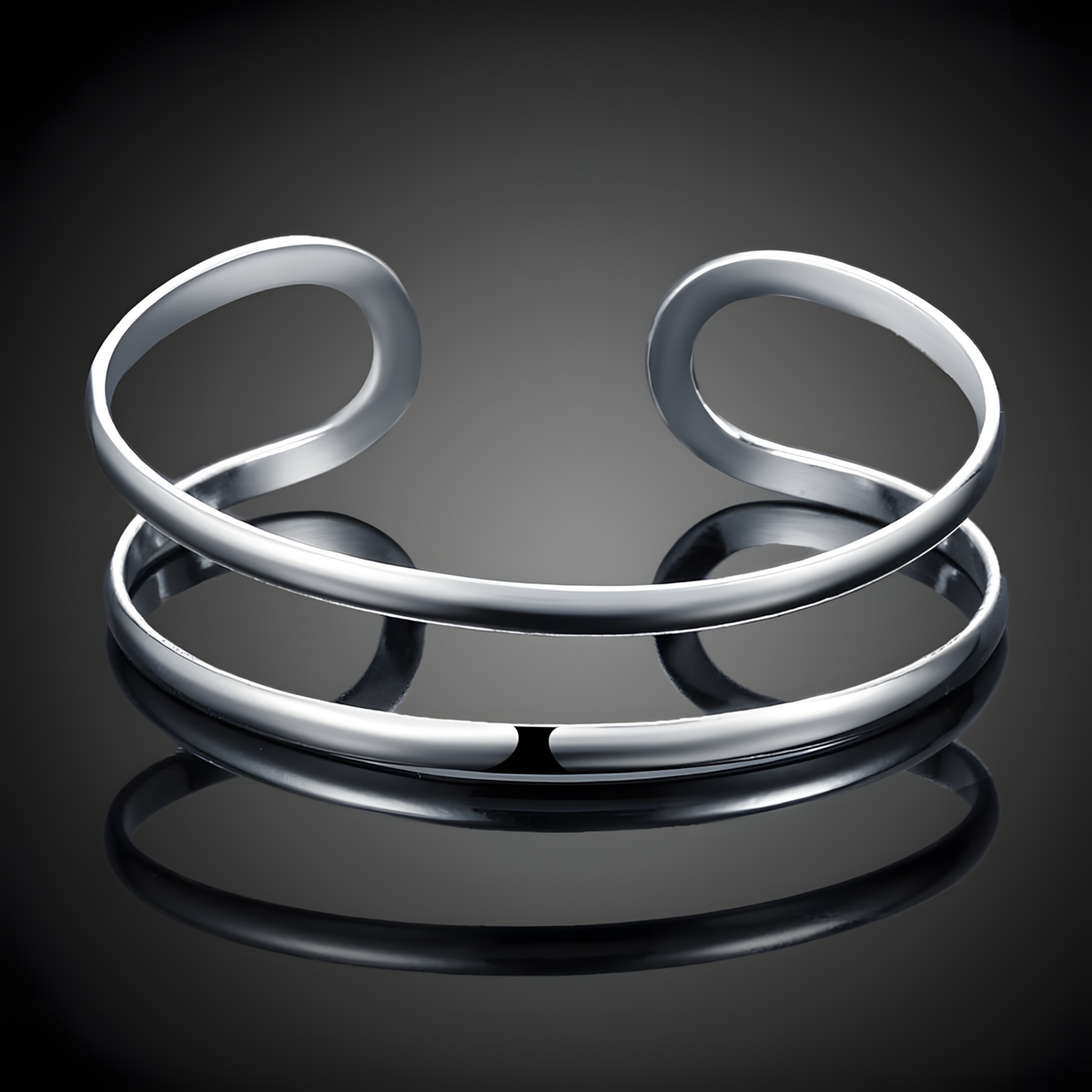 Unified Jewellery Premium Double Circle Adjustable Open Cuff Bangle 1838