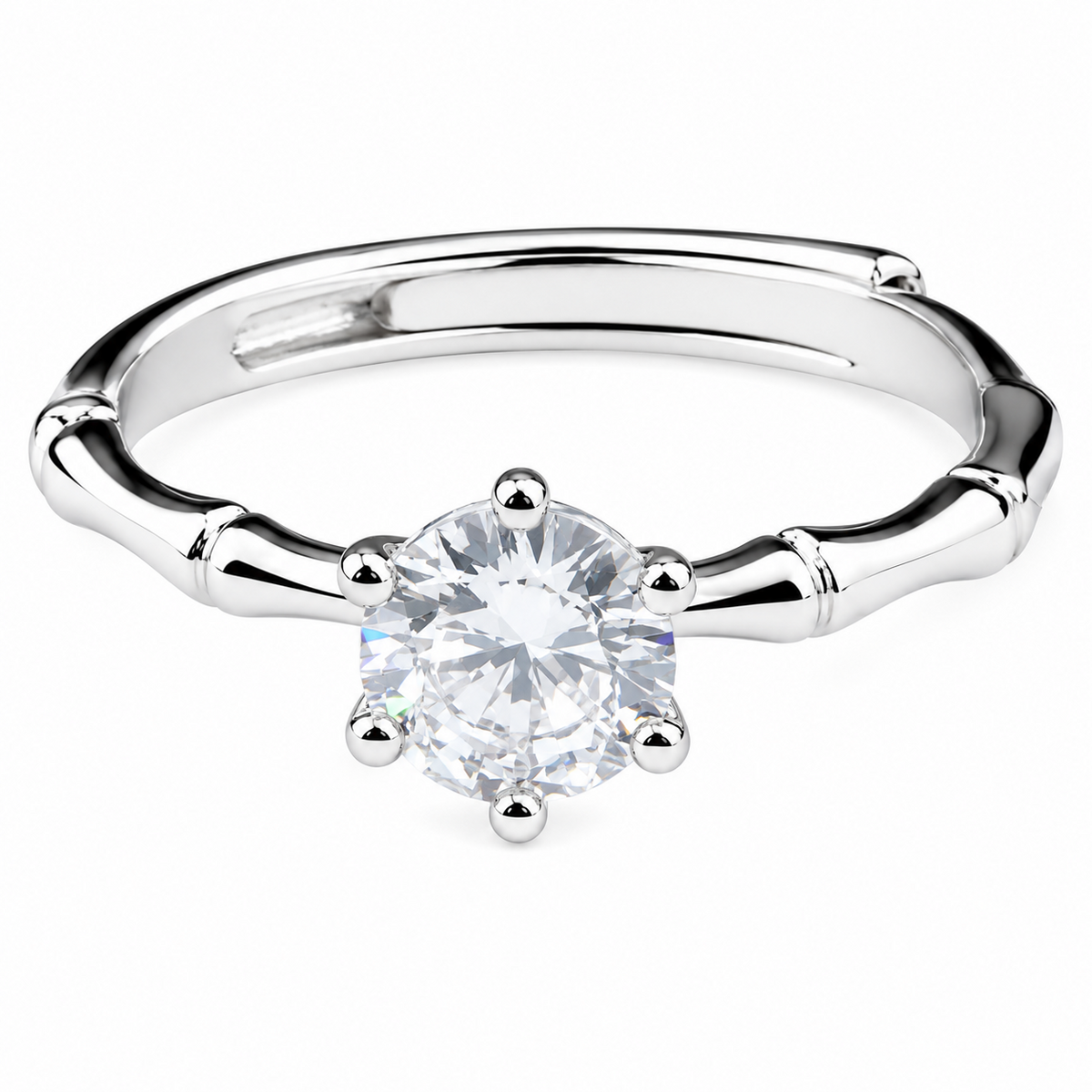Women's Elegant Adjustable Solitaire Ring, Round Brilliant Zircon Nature 1629
