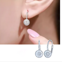 925 Silver-Plated Round Halo Drop Earrings Women – Sparkling Cubic Zirconia 891