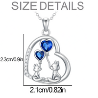 Blue Heart Fox Necklace and Earrings Set – Zinc Alloy Rhinestone Animal 1238