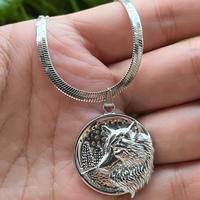 Titanium Steel Wolf Head Pendant Necklace Silver Amulet Animal Jewelry B157