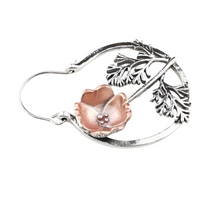 Vintage Floral Hoop Drop Earrings for Women - Artistic Flower Branch Design 1433