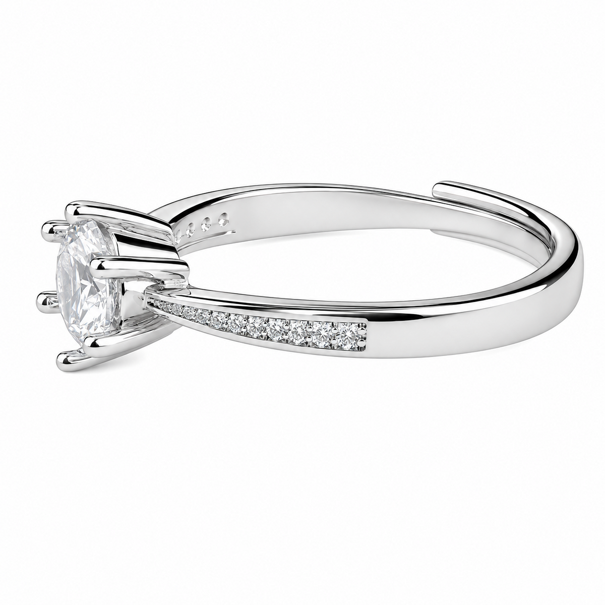Women's Adjustable Round Brilliant Zircon Engagement Ring Elegant Solitaire 1614