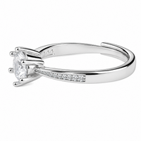 Women's Adjustable Round Brilliant Zircon Engagement Ring Elegant Solitaire 1614