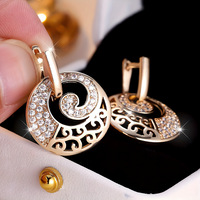 Rose Gold Color Sparkling Zircon Stone Hoop Earring Elegant Drop Round Charm 622