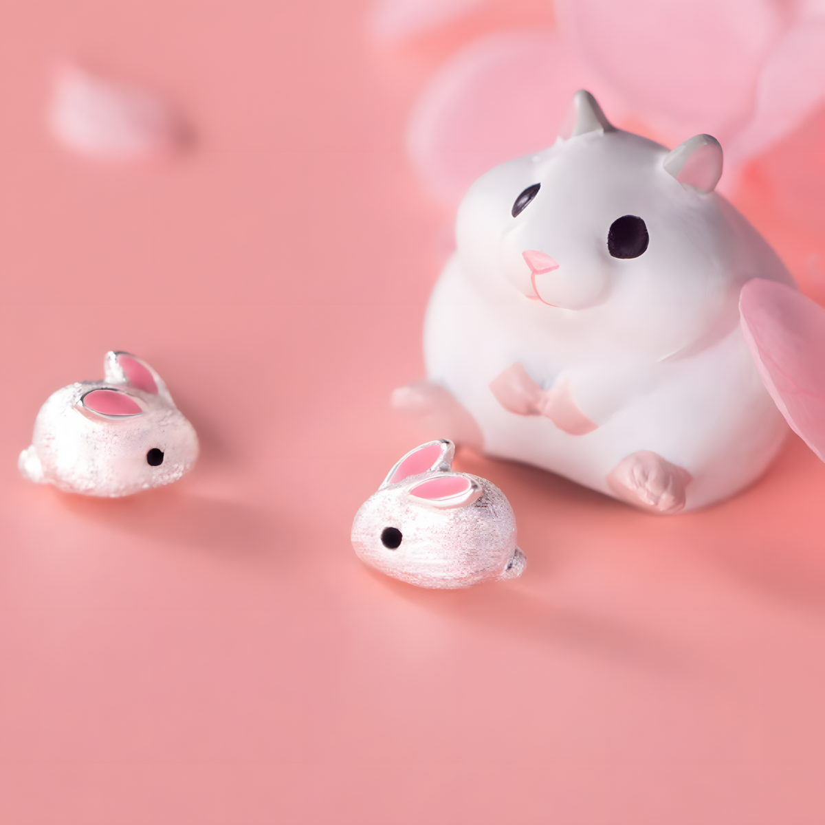 Rabbit Earrings for Women – 925 Silver-Plated Copper Alloy Cute Animal Studs 956
