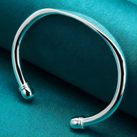 925 Sterling Silver Plated Twist Open Bangle Cuff Bracelet for Women Jewelry 405