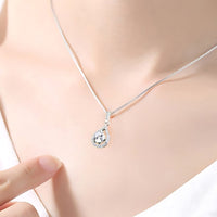 925 Sterling Silver Fine AAA Zircon Angel Tear Water Drop Pendant Necklace 251