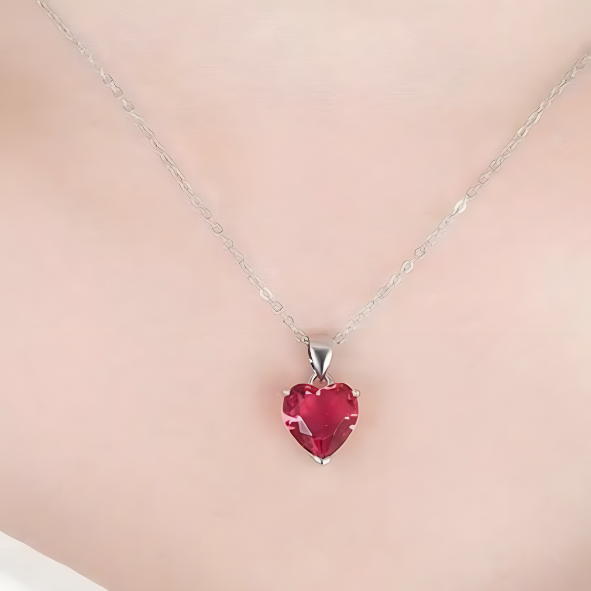 Sterling 925 Silver Heart Crystal Necklace Earrings Ring Set Her Gift Red B33