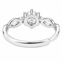 Women's Round Brilliant Zircon Ring Adjustable Elegant Solitaire Engagement 1613
