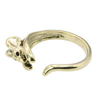 Adjustable Gold Tone Mouse Ring — Cute Animal Wrap Open Band, Adjustable B263