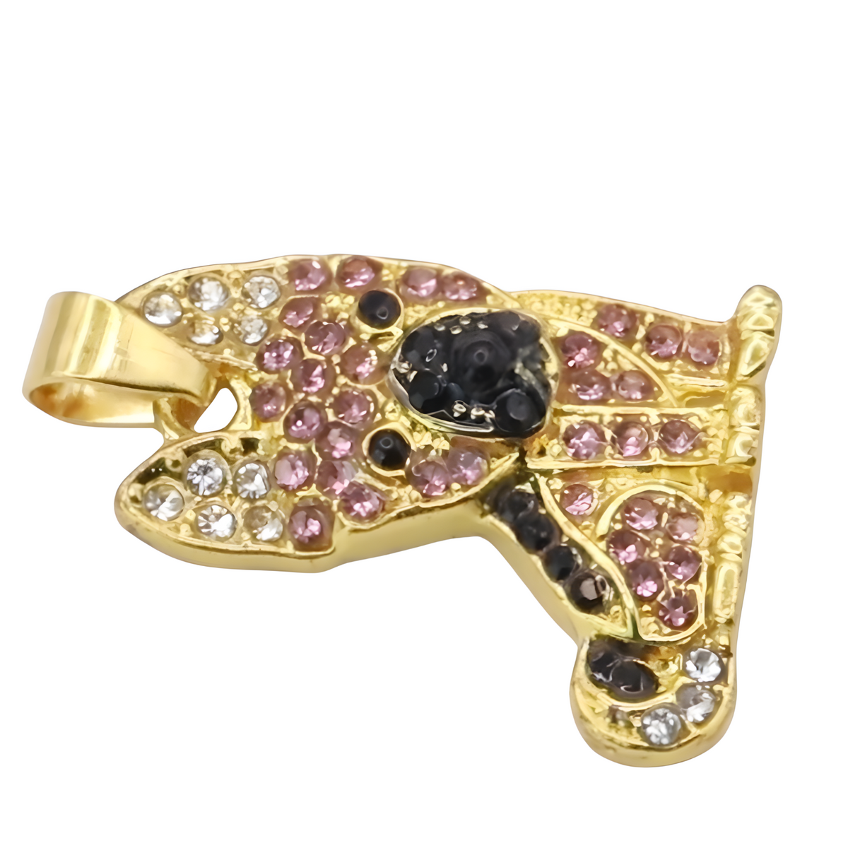 Gold Plated German Shepherd Pendant Necklace with Sparkling Cubic Zirconi B244