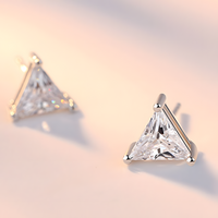 925 Silver-Plated Alloy Trillion Cut Zircon Stud Earrings Women – Sparkling 1040