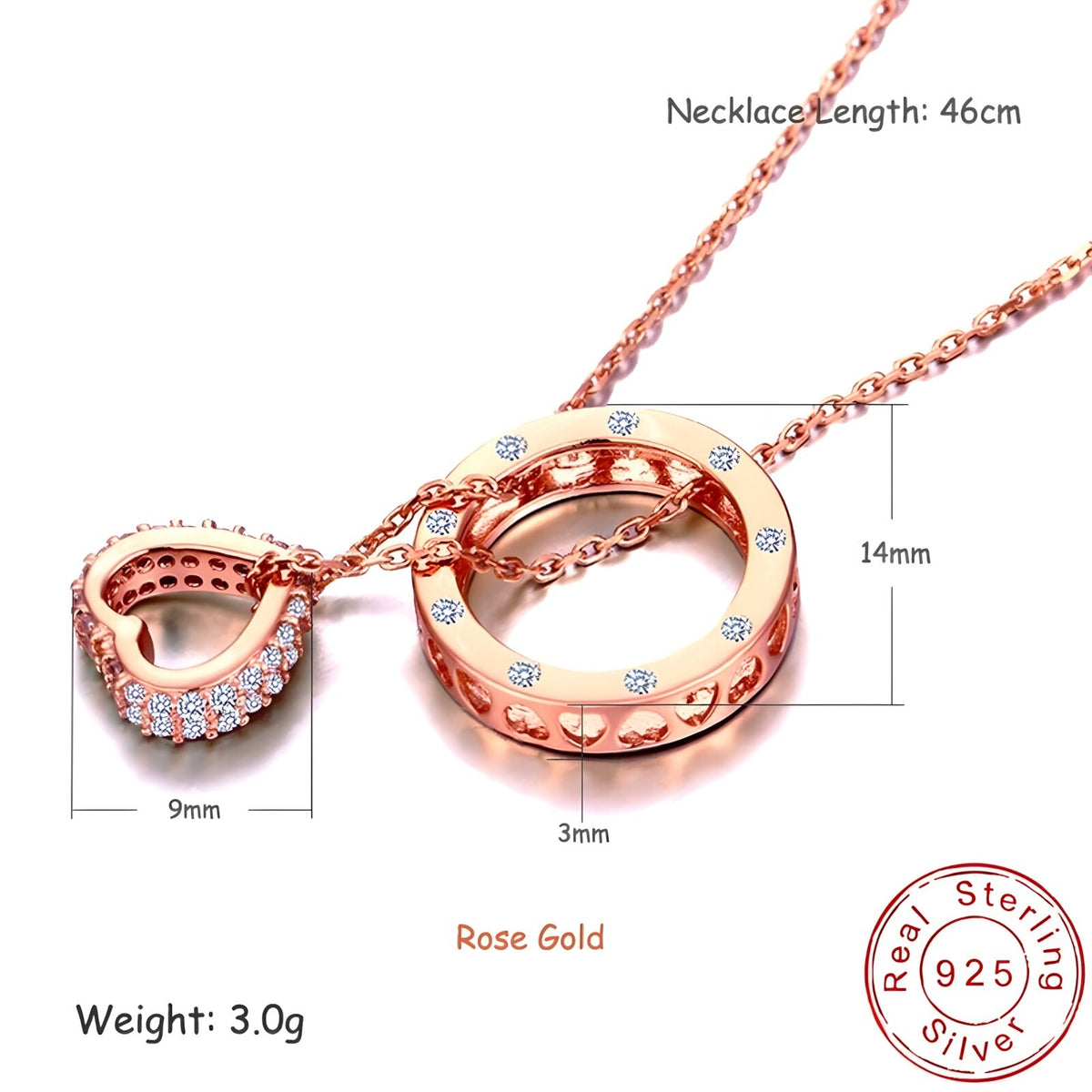Elegant Rose Gold Beaded Necklace - 46cm Lightweight Chain with Mixed Bead  283
