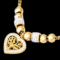 316L Stainless Steel Heart Tree of Life Pendant Necklace Trendy Gold  Chain 1077