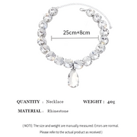 Vintage Large Teardrop Crystal Choker Necklace for Women Wedding Jewelry 439