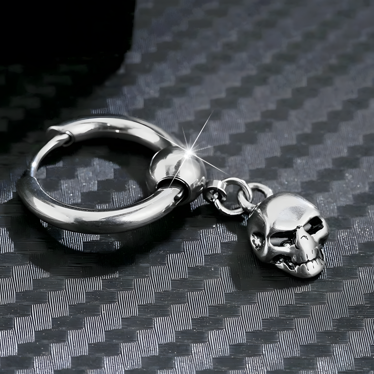 Men's Stainless Steel Skull Dangle Earrings for Boys Punk Rock Hip Hop 468
