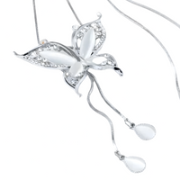 Silver-Tone Butterfly Necklace for Women – Copper Alloy 925 Silver Plating 1205