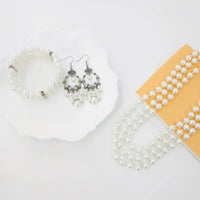 4pcs Necklace Earrings Plus Bracelet Luxury Jewelry Set Made Of Milky Stone 101