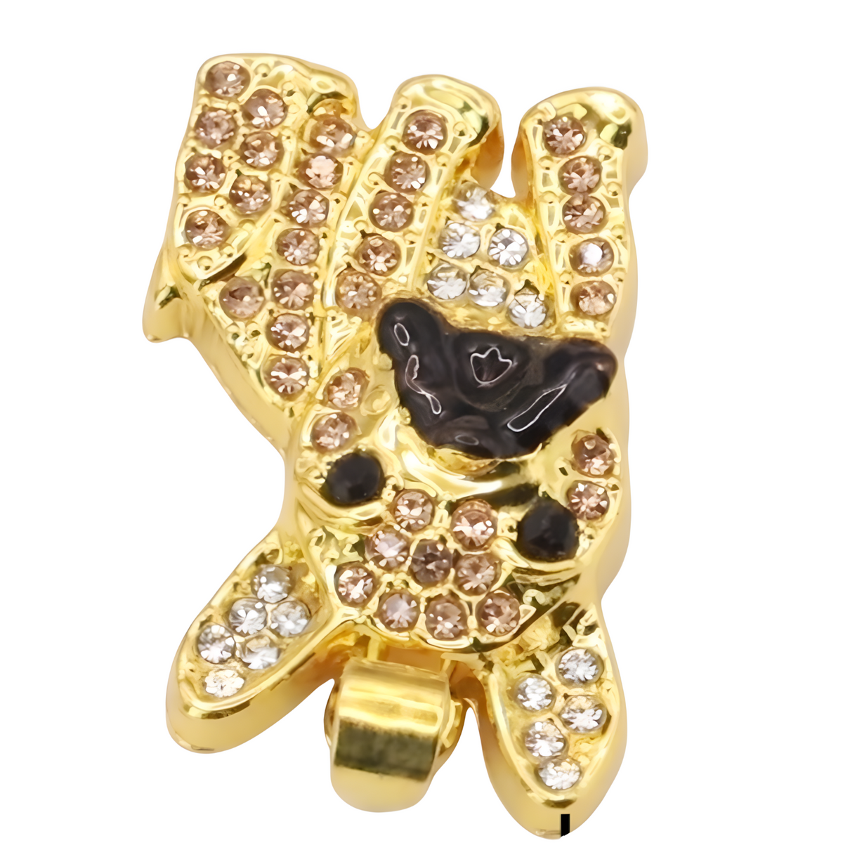 Gold-Plated Bulldog Pendant Necklace with Black Rhodium Accent Cubic Zircon B250