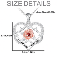 Rose Heart ‘I Love You Forever’ Necklace for Women –Zinc Alloy Double Heart 1157