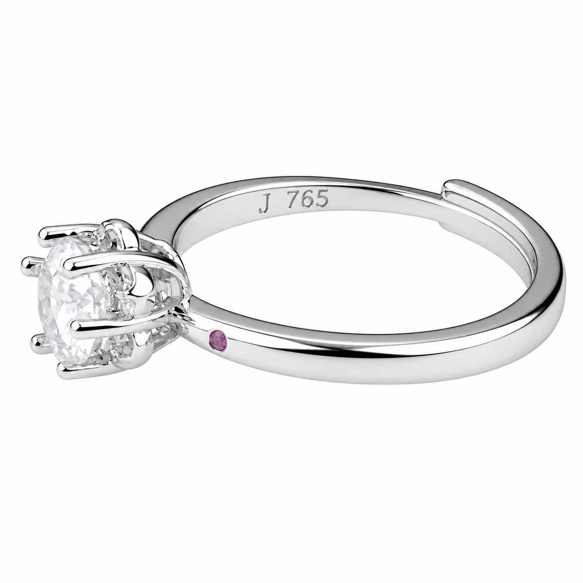 Luxury Round Brilliant Cut Zirconia Floral Cluster Ring Adjustable Silver 1651