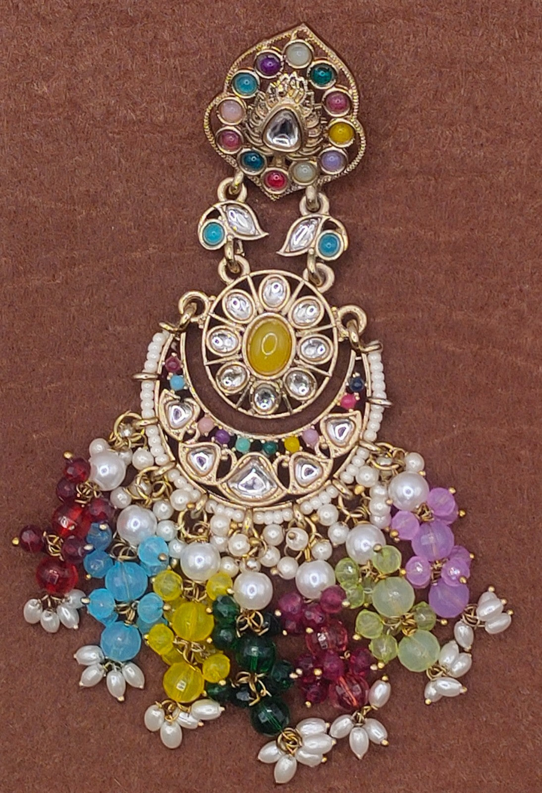 Elegant Bollywood Inspired Gold Kundan Earrings - Traditional Indian Jewelry 203