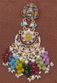Elegant Bollywood Inspired Gold Kundan Earrings - Traditional Indian Jewelry 203