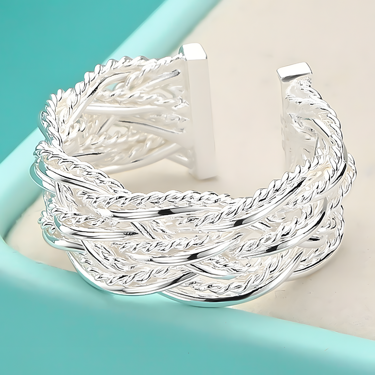 Adjustable Multi Strand Statement Ring for Women - Premium Wide Woven Twist 1812