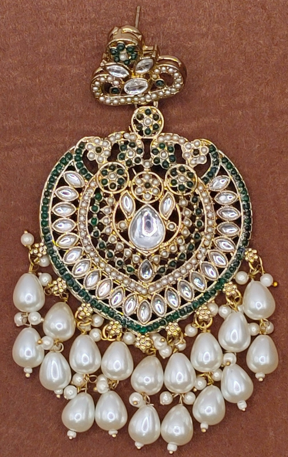 Elegant Bollywood Inspired Gold Kundan Earrings - Traditional Indian Jewelry 222