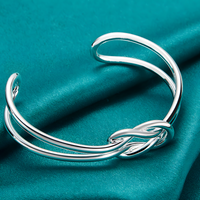 Adjustable Knot Cuff Bracelet for Women, Double Band Open Bangle Infinity 1885